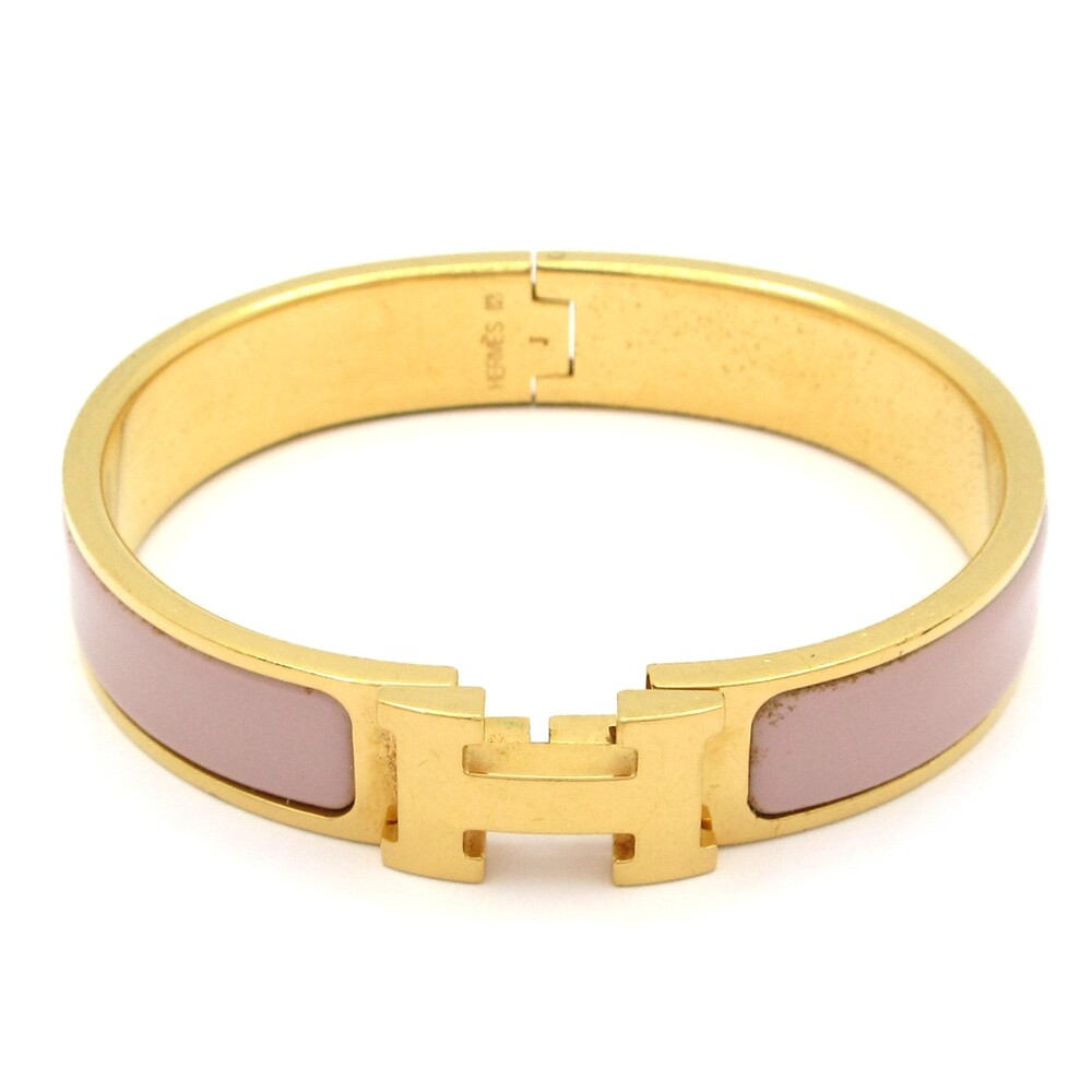 Hermès Clic H Bangle Gold Pink Beige Hardware Patent Leather